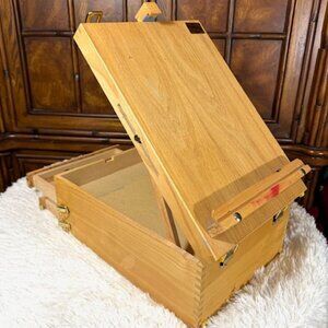Royal & Langnickel Deluxe Wood Storage Table Top Easel + Paint Chalk Brushes